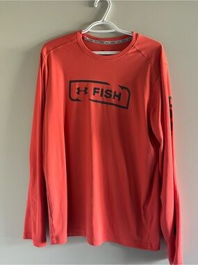 Under Armour Coral/Black Fish Long Sleeve Performance Top
